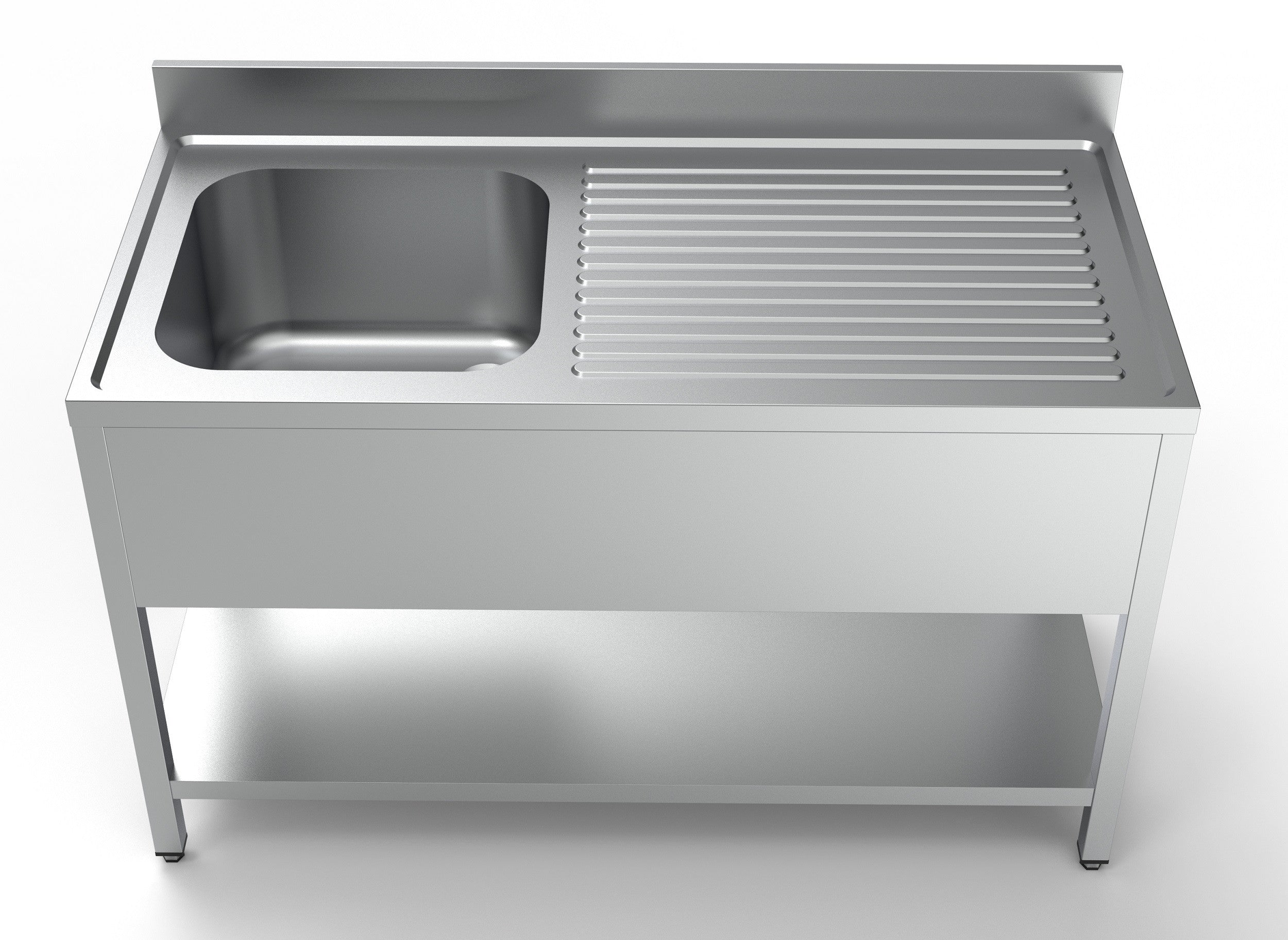 Plonge évier à gauche avec étagère inox 600x700x320 mm Combisteel - vue 2 - Table inox avec étagère pro CHR - Cuistéo