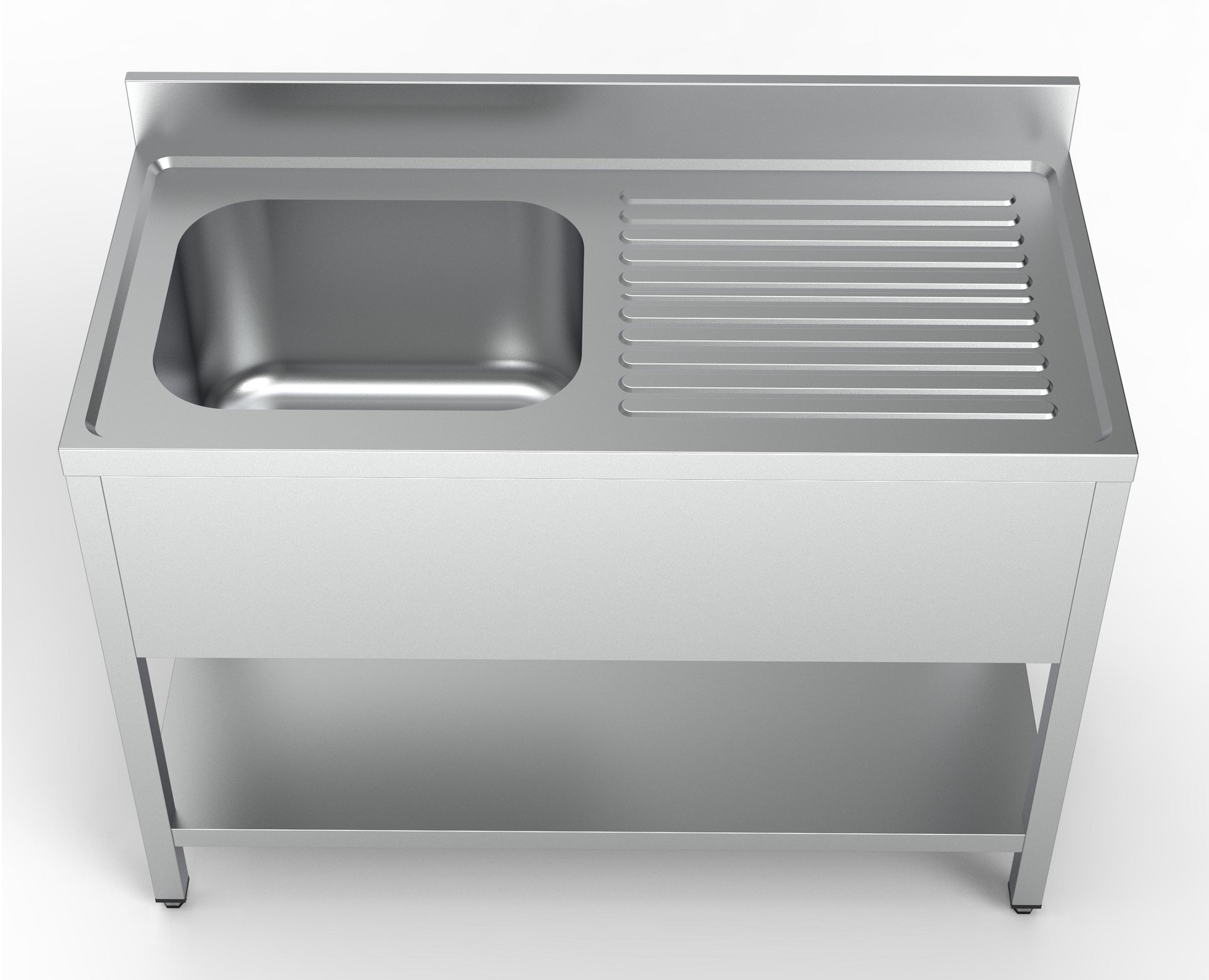 Plonge évier gauche ouvert 1 étagère inox 500x600x250 mm Combisteel - vue 2 - Table inox avec étagère pro CHR - Cuistéo