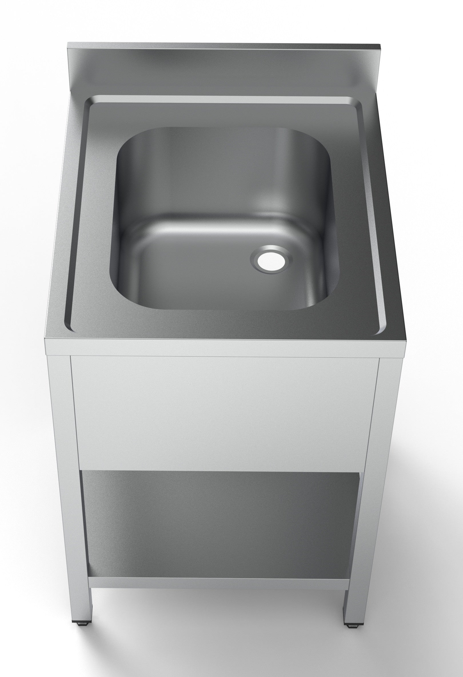 Plonge inox étagère sur pieds 600x700 mm Combisteel - vue 2 - Table inox avec étagère pro CHR - Cuistéo