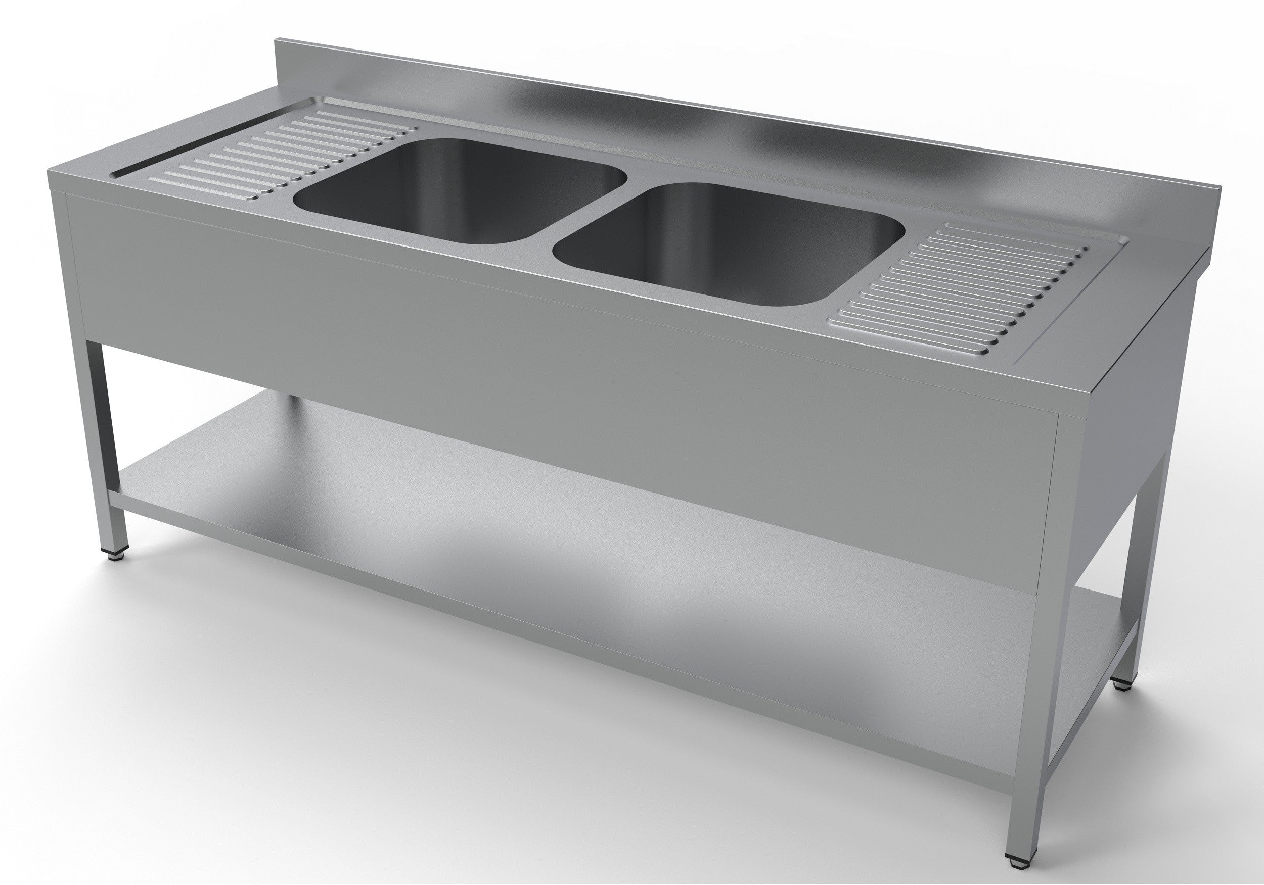 Plonge inox étagère 2 centre 500x700x300 mm Combisteel - Table inox avec étagère professionnel CHR - matériel cuisine pro - Cuistéo