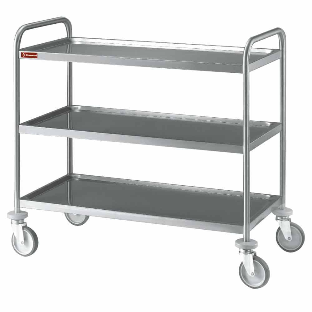Chariot de service en inox 3 niveaux - Diamond