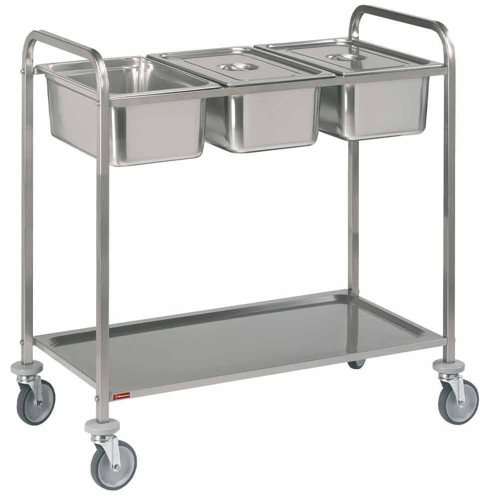 Chariot de service inox - 3x GN 1/1 + 1 niveau - Diamond