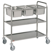 Chariot de service inox - 3x GN 1/1 + 2 niveaux - Diamond