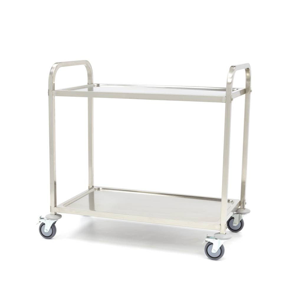 Chariot de service en acier inoxydable - 2 étagères 40 L Maxima - Chariot de service professionnel CHR - matériel cuisine pro - Cuistéo