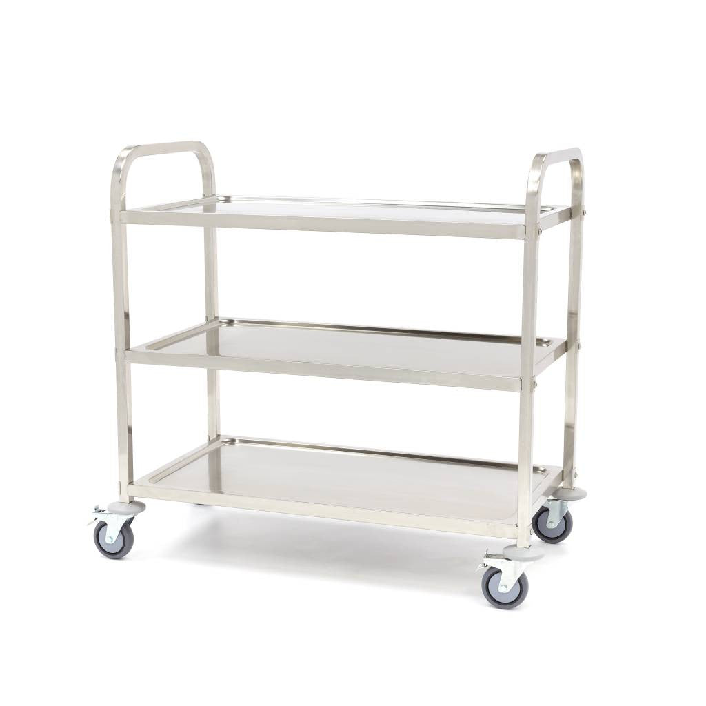 Chariot de service en acier inoxydable - 3 étagères 40 L Maxima - Chariot de service professionnel CHR - matériel cuisine pro - Cuistéo