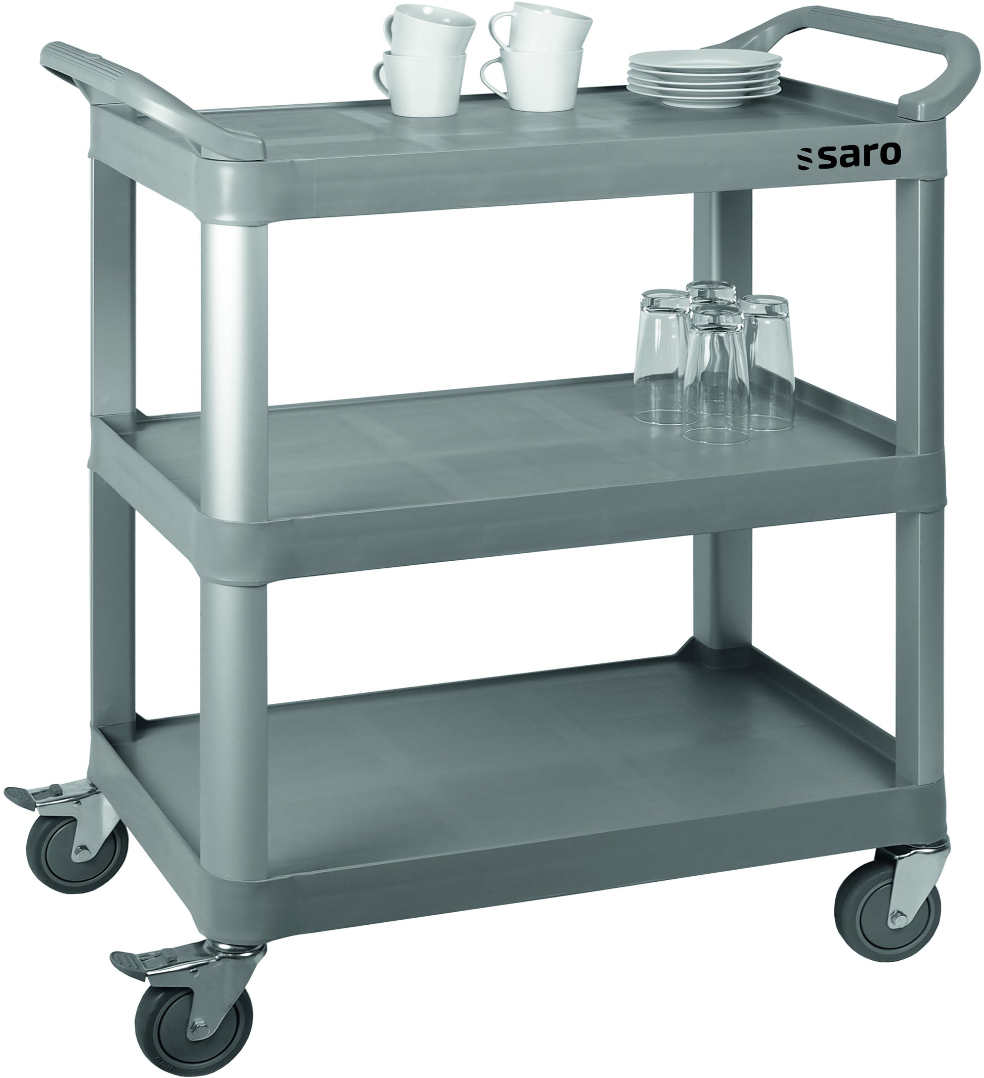 Chariot service - Plastique - 3 niveaux - 100kg - 845x430x950mm - ZENJA inox Saro - Chariot de service professionnel CHR - matériel cuisine pro - Cuistéo