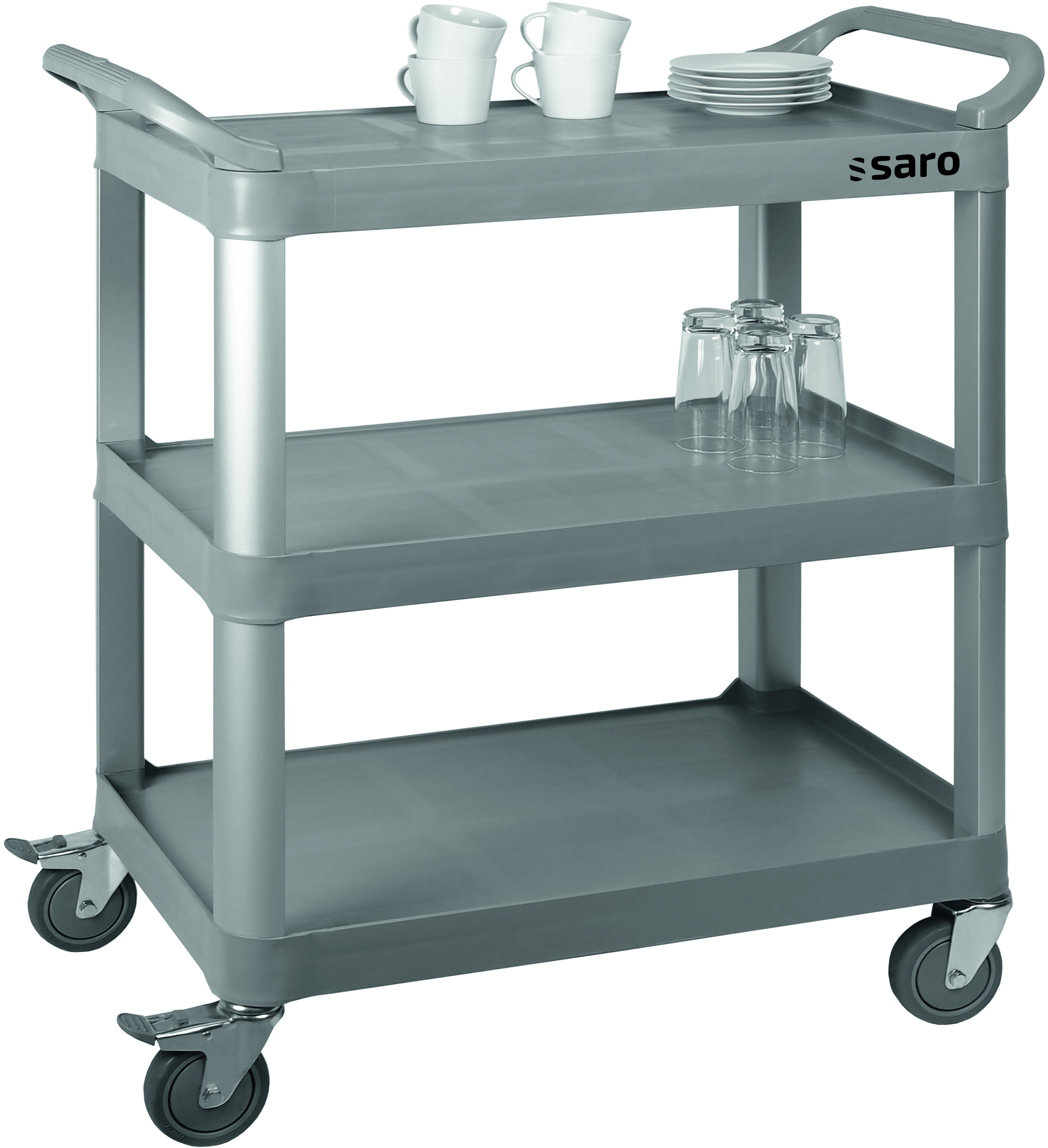 Chariot service - Plastique - 3 niveaux - 100kg - 845x430x950mm - ZENJA inox Saro - Chariot de service professionnel CHR - matériel cuisine pro - Cuistéo