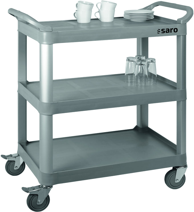 Chariot service - Plastique - 3 niveaux - 100kg - 845x430x950mm - ZENJA inox Saro - Chariot de service professionnel CHR - matériel cuisine pro - Cuistéo