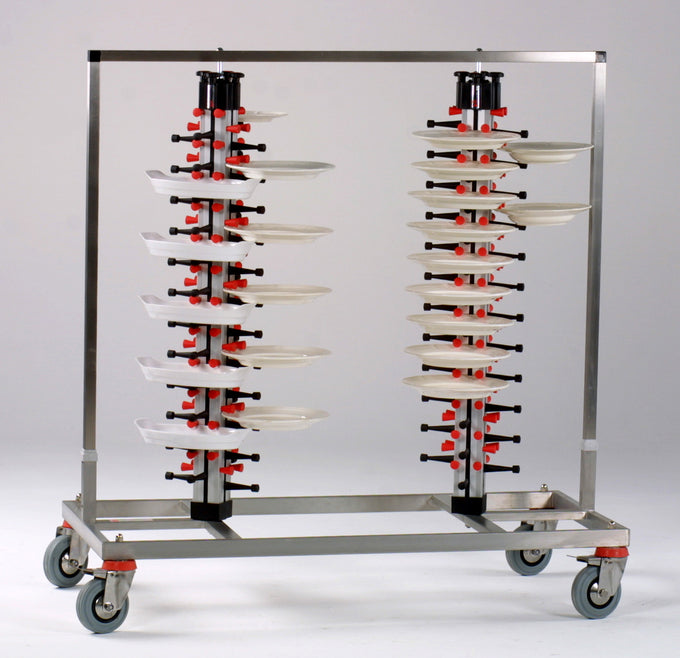 Distributeur assiettes - 96 assiettes - Ø380mm - 1380x600x1200mm - TWIN-96 Saro - Chariot à assiettes professionnel CHR - matériel cuisine pro - Cuistéo