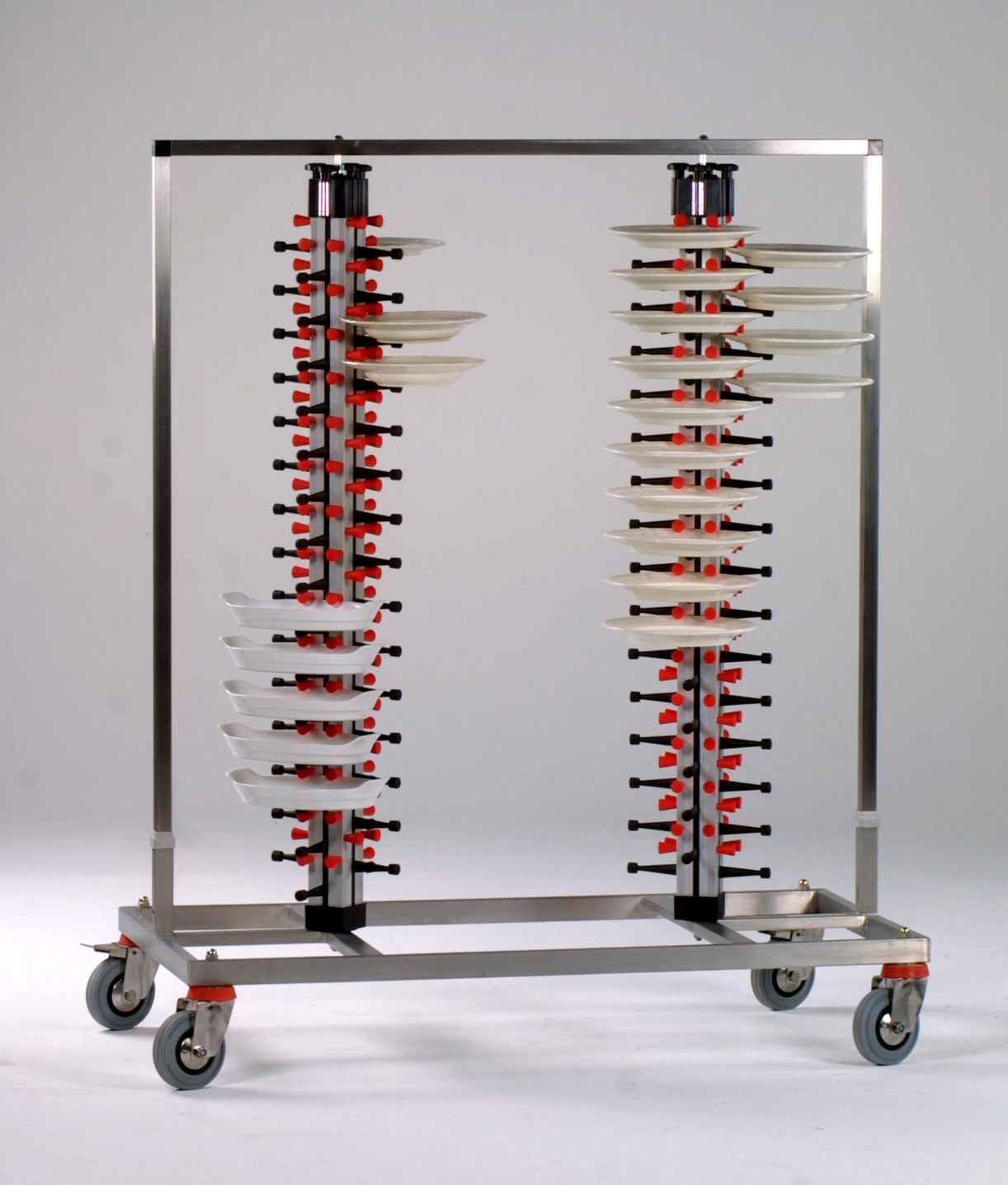 Distributeur assiettes - 120 assiettes - Ø380mm - 1580x600x1200mm - TWIN-120 Saro - Chariot à assiettes professionnel CHR - matériel cuisine pro - Cuistéo