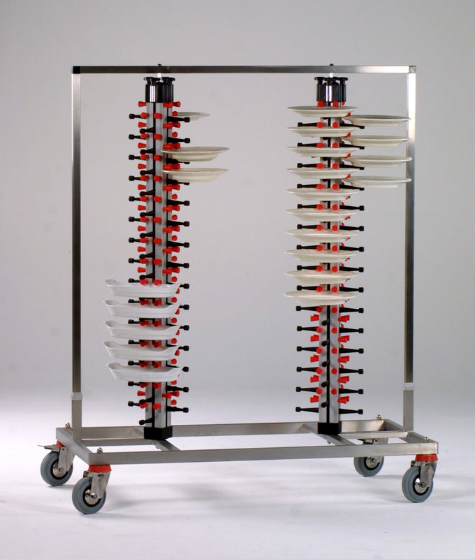 Distributeur assiettes - 120 assiettes - Ø380mm - 1580x600x1200mm - TWIN-120 Saro - Chariot à assiettes professionnel CHR - matériel cuisine pro - Cuistéo