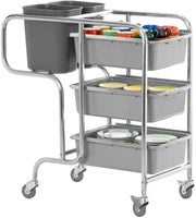 Chariot débarrassage - Inox - 3 bacs assiettes - 2 bacs déchets - 1060x580x910mm - CLAIRE Saro - Chariot spécifique professionnel CHR - matériel cuisine pro - Cuistéo