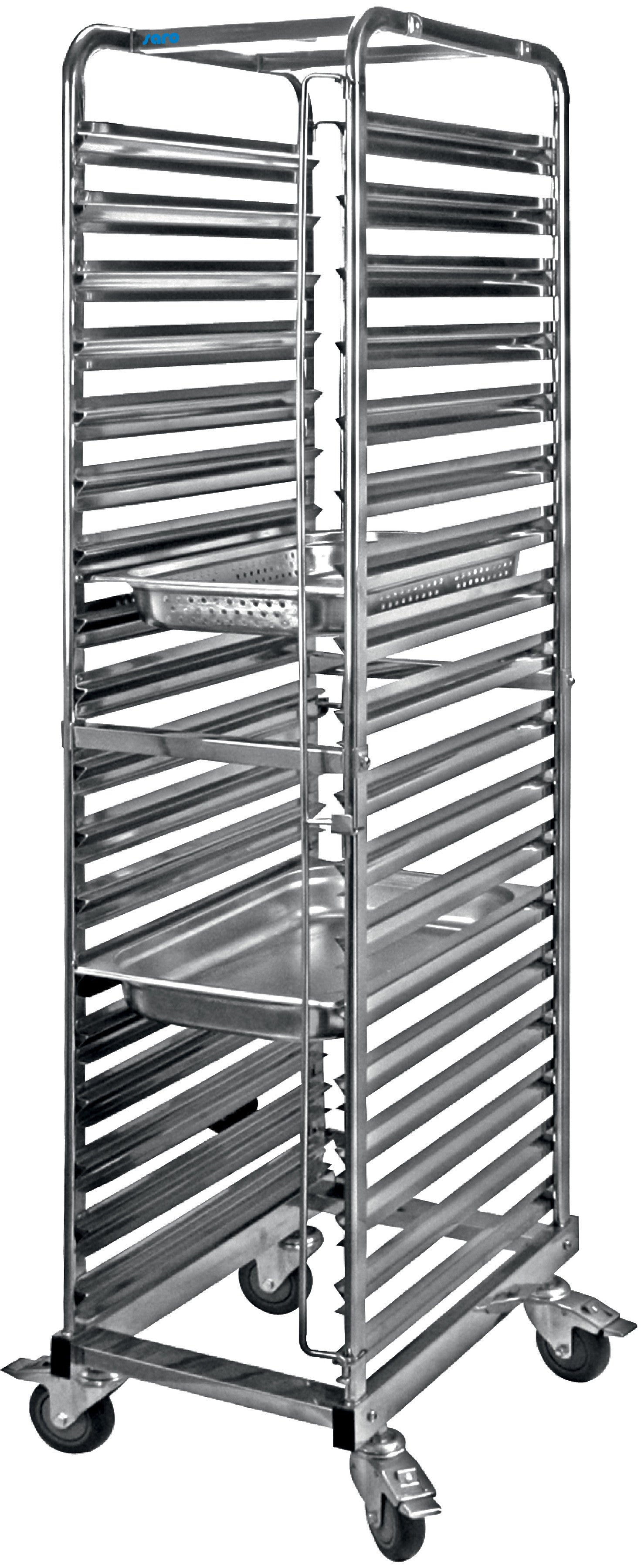 Chariot GN - Inox - 18 niveaux - GN 1/1 - 150kg - 385x555x1735mm - LIAM Saro - Chariot de transport professionnel CHR - matériel cuisine pro - Cuistéo