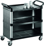 Chariot service - Plastique - 3 niveaux - 150kg - 1020x500x960mm - ZOKA 2 inox Saro - Chariot de service professionnel CHR - matériel cuisine pro - Cuistéo