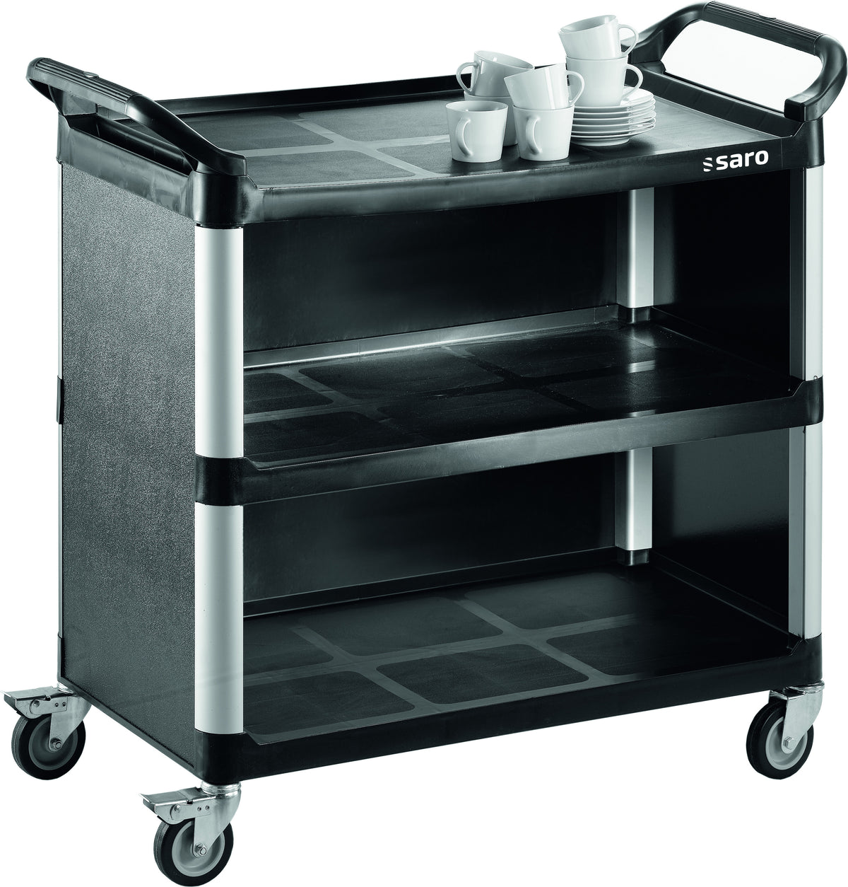 Chariot service - Plastique - 3 niveaux - 150kg - 1020x500x960mm - ZOKA 2 inox Saro - Chariot de service professionnel CHR - matériel cuisine pro - Cuistéo