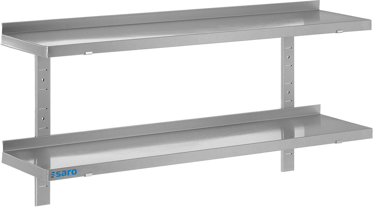 Étagère Murale - Inox - 1400x400x750mm - 2 Niveaux - Réglable Saro - Table inox avec étagère professionnel CHR - matériel cuisine pro - Cuistéo