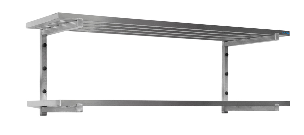Étagère Murale - Inox - 1400x400x420mm - 2 Niveaux - Haute Capacité Saro - Table inox avec étagère professionnel CHR - matériel cuisine pro - Cuistéo
