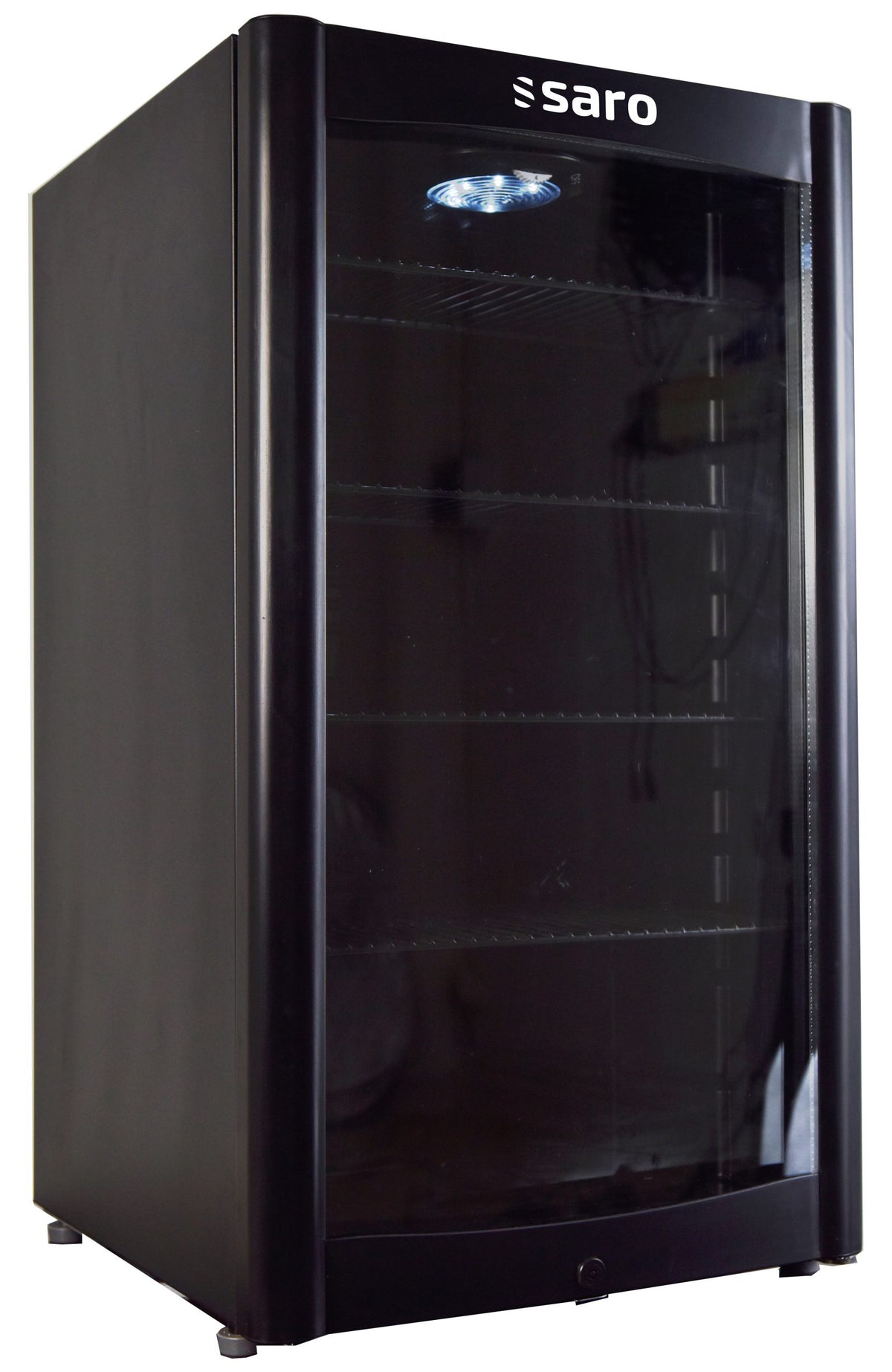 Vitrine réfrigérée noire 90L avec 4 étagères réglables et éclairage LED - Température 0/+10°C inox - Saro