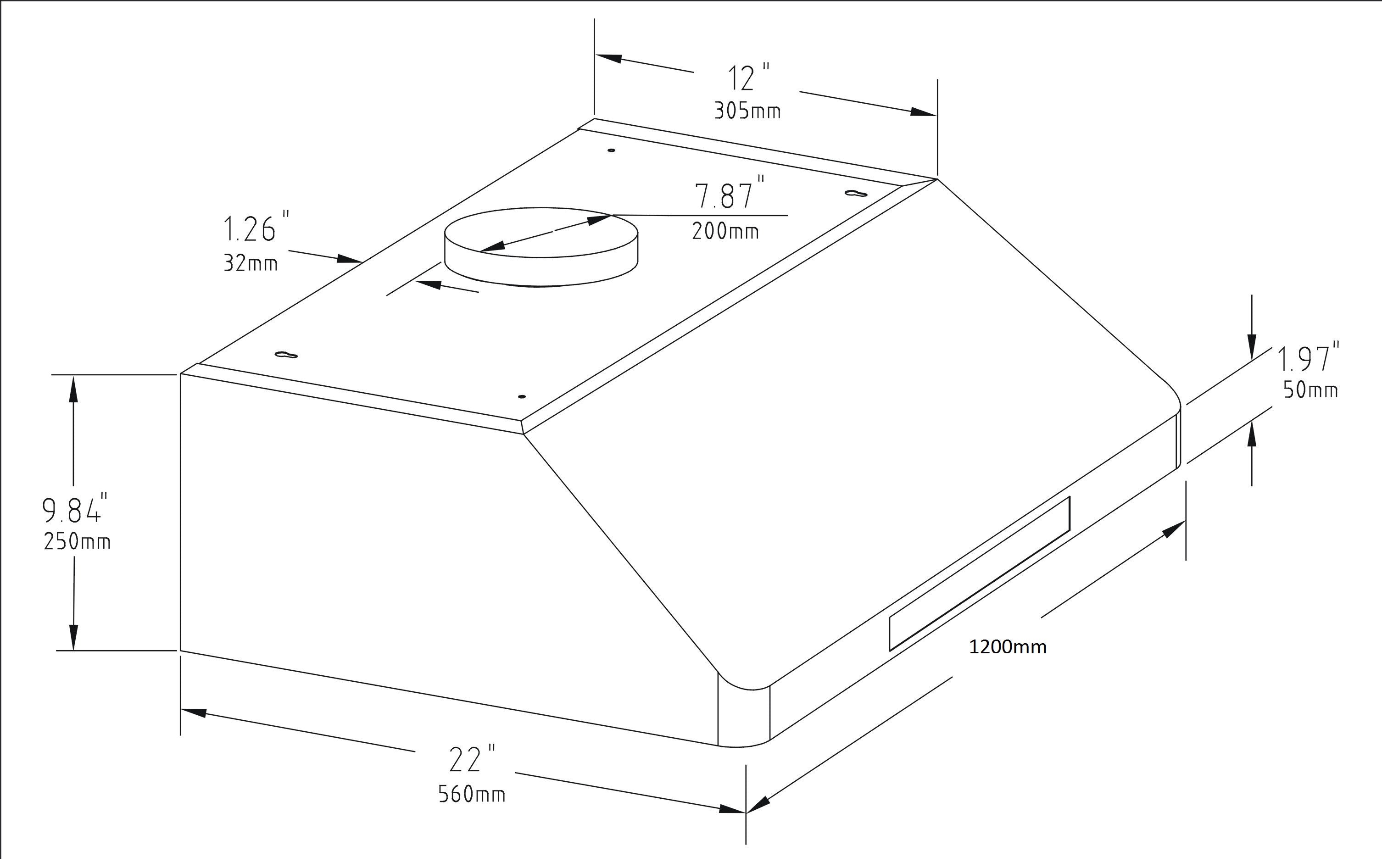 Hotte aspirante 1200 x 560 x 250 1530 L 0.249 kW Combisteel - vue 6 - Hotte Aspirante pro CHR - Cuistéo