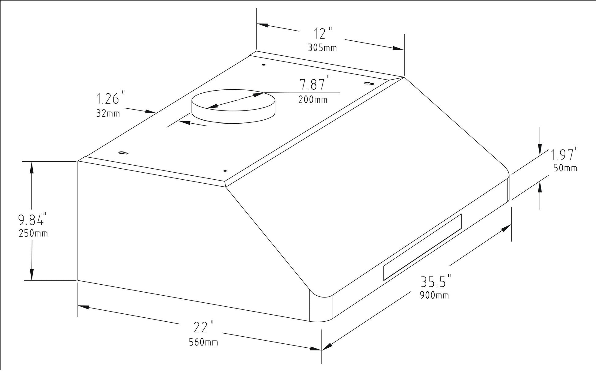 Hotte aspirante 900x 560 x250 1530 L 0.246 kW Combisteel - vue 6 - Hotte Aspirante pro CHR - Cuistéo
