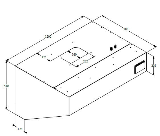 Hotte murale complète 1200 1200x700x520 mm 900 L 0.147 kW Combisteel - vue 3 - Hotte Aspirante pro CHR - Cuistéo