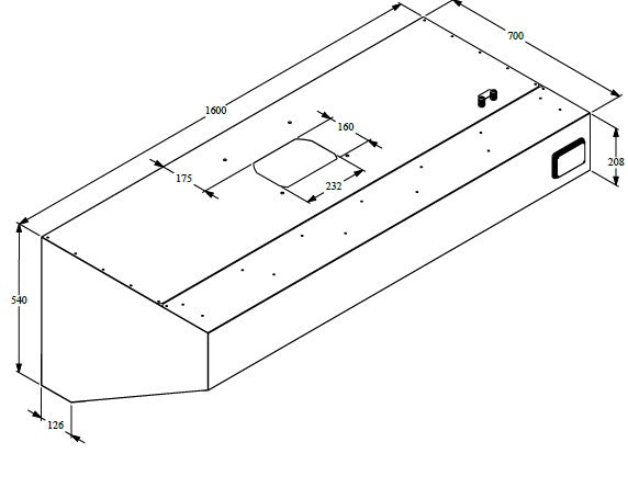 Hotte murale complète 1600 1600x700x520 mm 1350 L 0.147 kW Combisteel - vue 3 - Hotte Aspirante pro CHR - Cuistéo