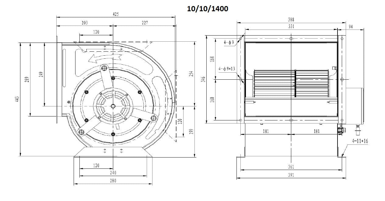 Ventilateur 10/10/1400 330x415x440 mm 3800 L 0.55 kW Combisteel - vue 2 - Tourelle et Groupe d'Extraction pro CHR - Cuistéo