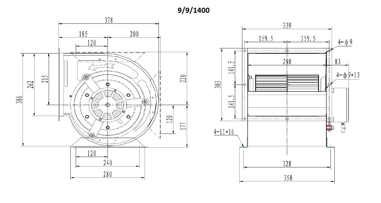 Ventilateur caisson 9/9/1400 550x550x550 mm 3000 L 0.45 kW Combisteel - vue 2 - Tourelle et Groupe d'Extraction pro CHR - Cuistéo