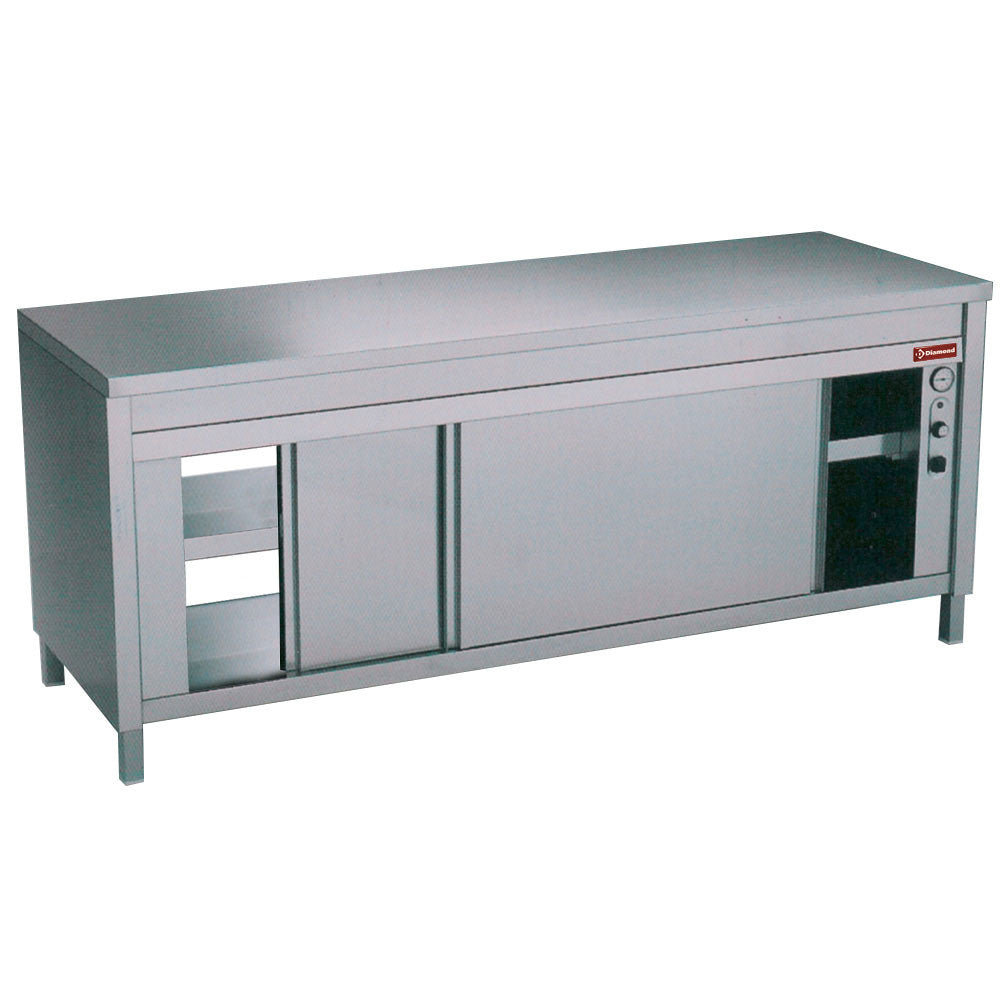 Table sur armoire chauffante traversante centrale - Diamond