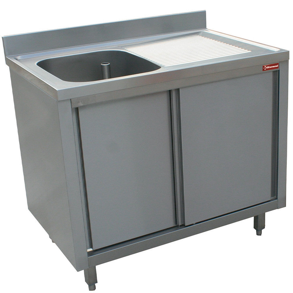 Plonge 1 cuve égouttoir droite sur armoire 2 coulissants - Diamond