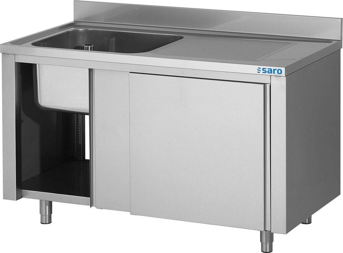 Plonge avec portes coulissantes 1400mm 2 vasques - Saro