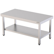 Table centrale basse - Inox AISI 304 - Avec étagère - 1000x700x600 mm - Arilex