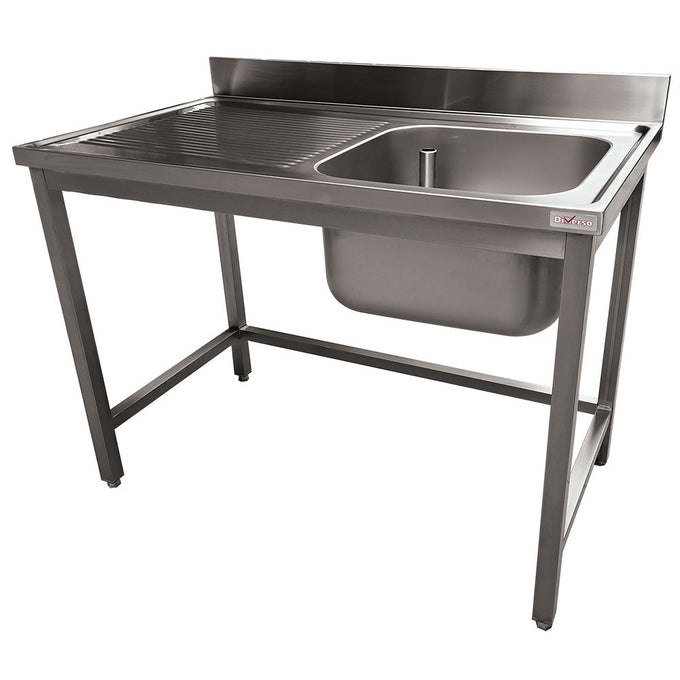Plonge inox ECO 1 cuve égouttoir gauche, sans tablette inférieure - Diverso