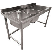 Plonge inox ECO 2 cuves égouttoir droite, sans tablette inférieure - Diverso