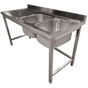 Plonge inox ECO 2 cuves égouttoir gauche, sans tablette inférieure - Diverso