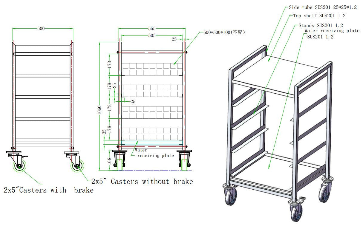Trolley pour paniers de lavage 500x500 15 L Combisteel - vue 2 - Chariot de transport pro CHR - Cuistéo