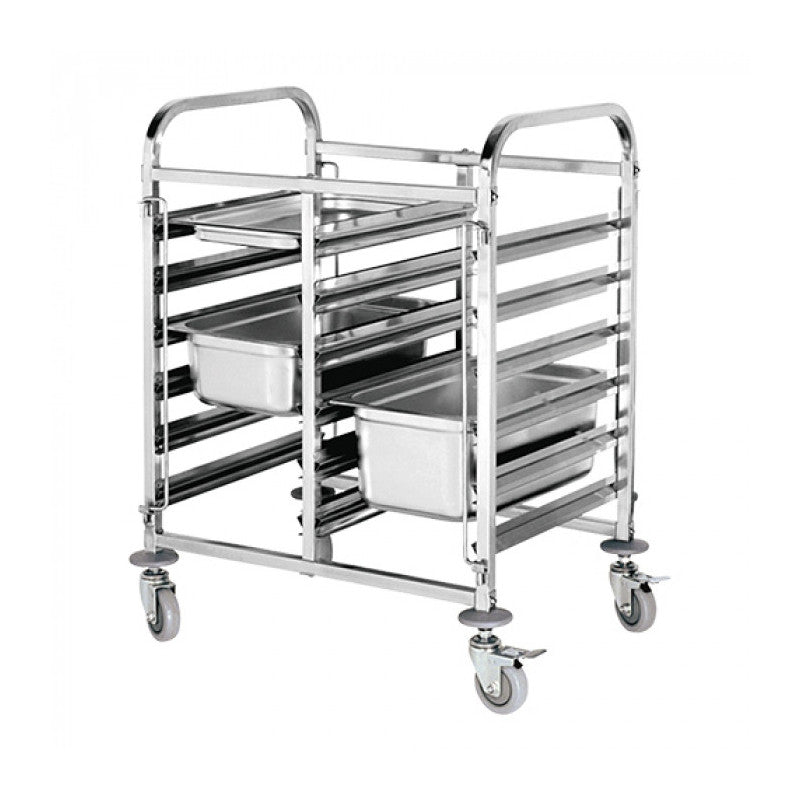 Chariot à glissières inox 2 x 6 niveaux sur roulettes - Caterchef star