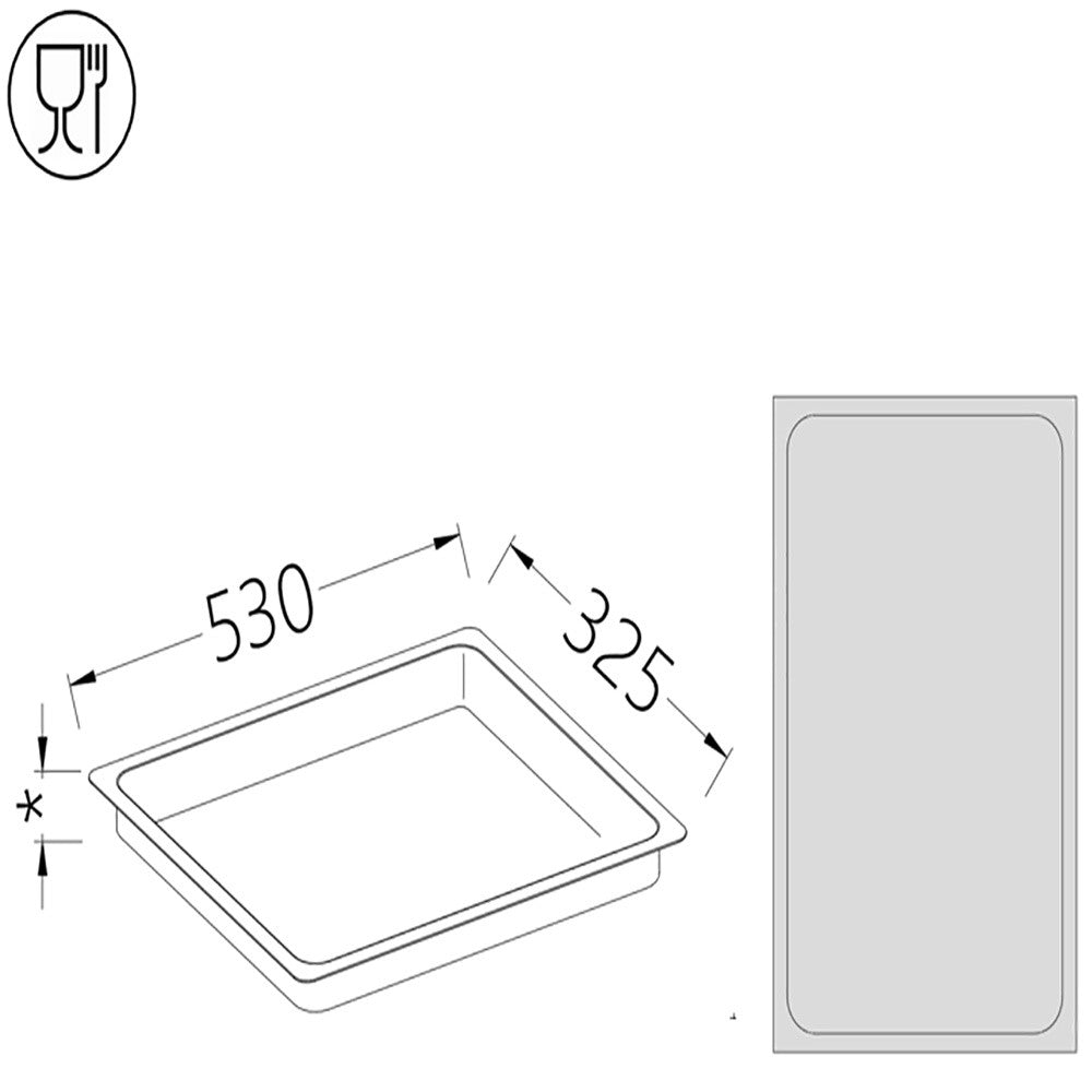 Bac gastronorm 1/1 - hauteur 100 mm - Diamond