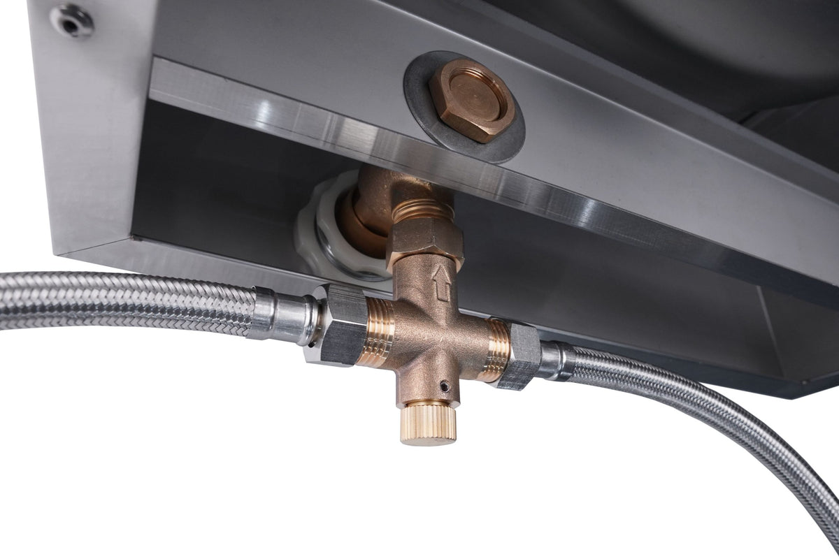 Lave-mains inox - 400x400x240mm - Commande genou - Robinet mobile - Justin - Saro