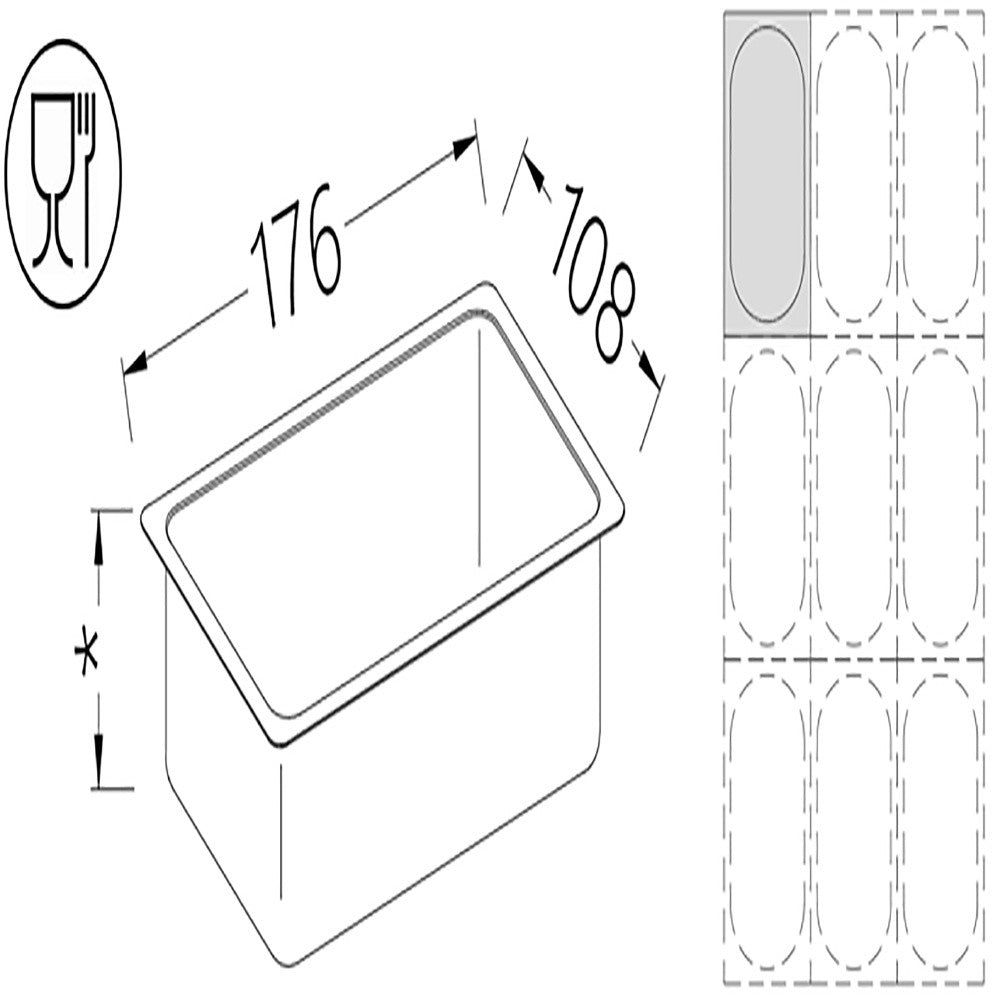 Bac gastronorm 1/9 h65 mm - Diamond