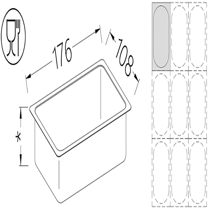 Bac gastronorm 1/9 h65 mm - Diamond