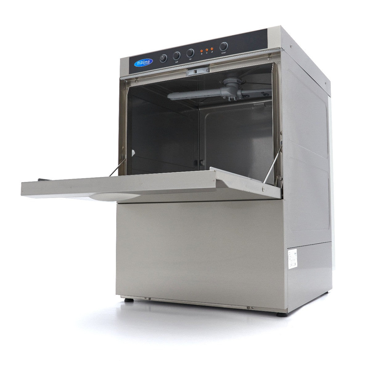 Lave-vaisselle 50x50 cm pro - 400V, silencieux, rapide, avec pompes de vidange, rinçage et savon 2.8 L 5560 W Maxima - vue 2 - Lave-vaisselle pro CHR - Cuistéo