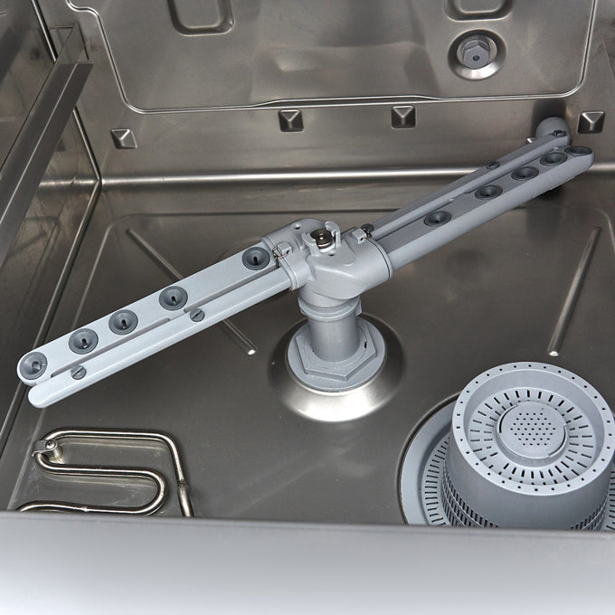 Lave-vaisselle 50x50 cm pro - 400V, silencieux, rapide, avec pompes de vidange, rinçage et savon 2.8 L 5560 W Maxima - vue 9 - Lave-vaisselle pro CHR - Cuistéo