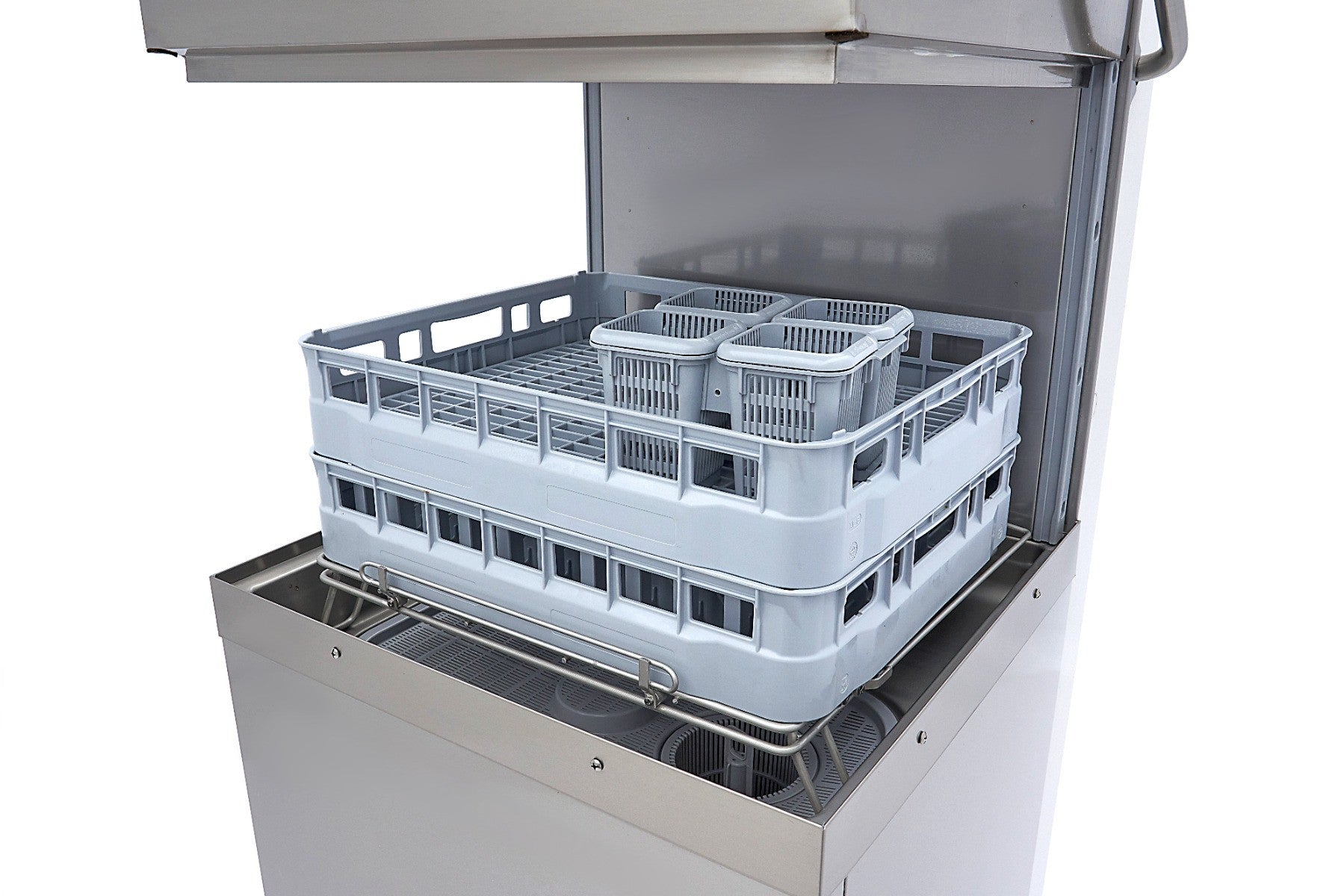Lave-vaisselle à convoyeur - 50x60cm - Avec pompe de rinçage et de savon - 400V 2.4 L 9500 W Maxima - vue 7 - Lave-vaisselle à capot pro CHR - Cuistéo