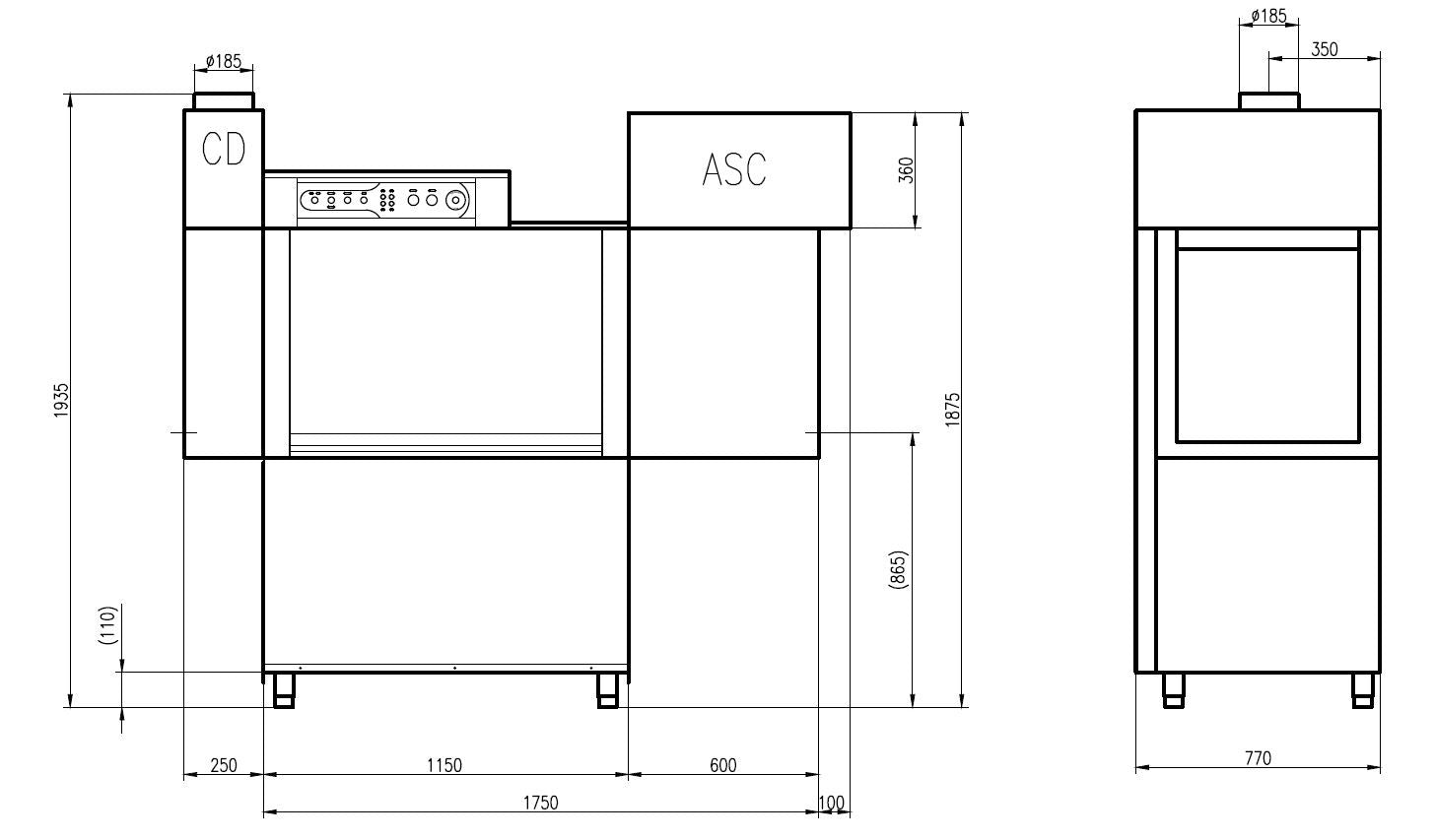 Lave-vaisselle transporteur en rack 1150x790x1710 mm 8.5 L 19 kW Combisteel - vue 2 - Lave-vaisselle pro CHR - Cuistéo