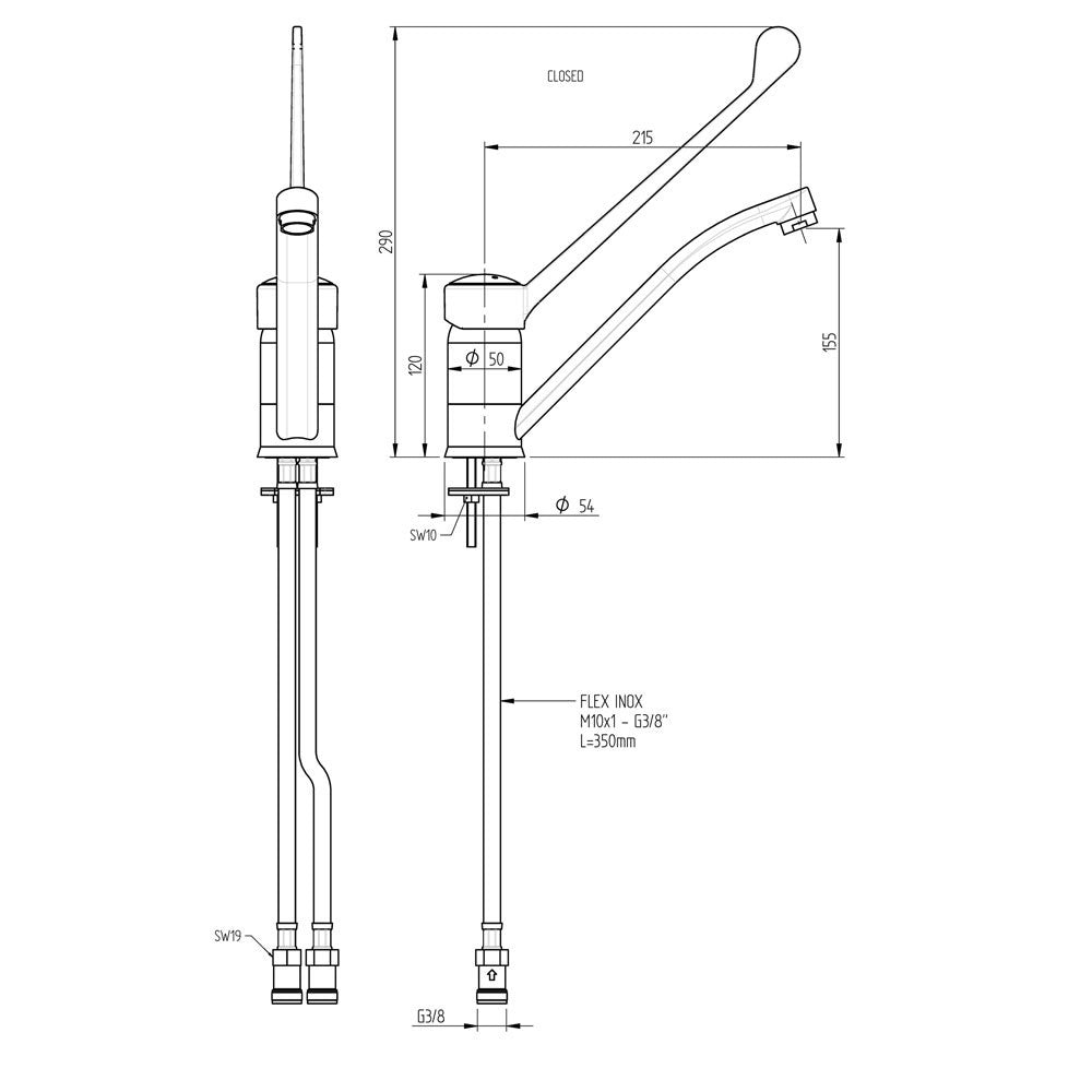 Robinet mitigeur commande à coude- sortie mono - Diamond