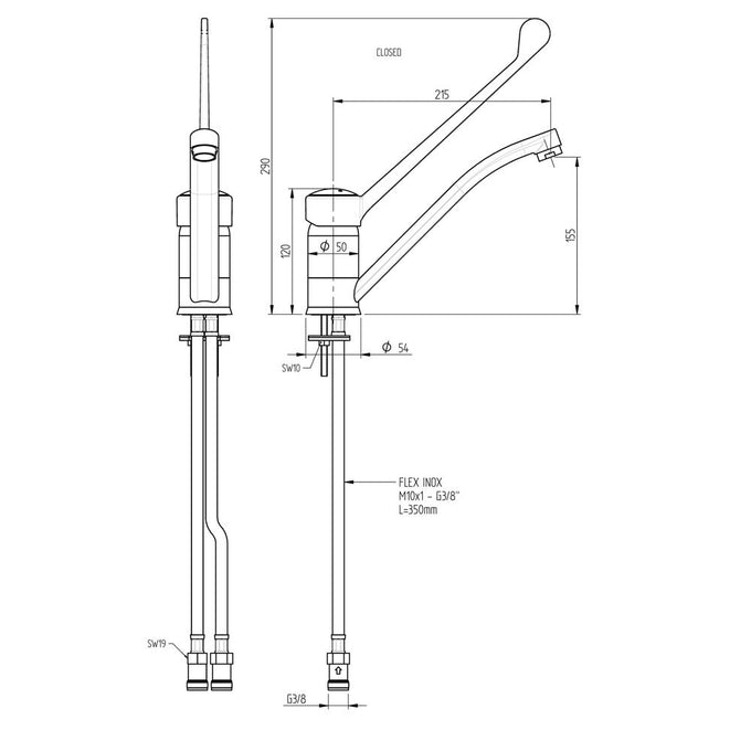 Robinet mitigeur commande à coude- sortie mono - Diamond