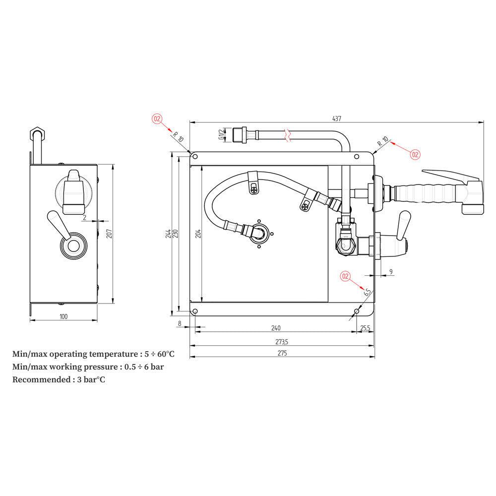 Douchette avec enrouleur automatique 1.8m - Diamond