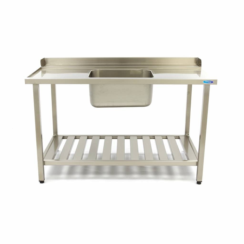 Table pour lave-vaisselle - 160 x 75cm - Gauche - avec évier et dosseret inox Maxima - vue 3 - Table entrée/sortie pro CHR - Cuistéo