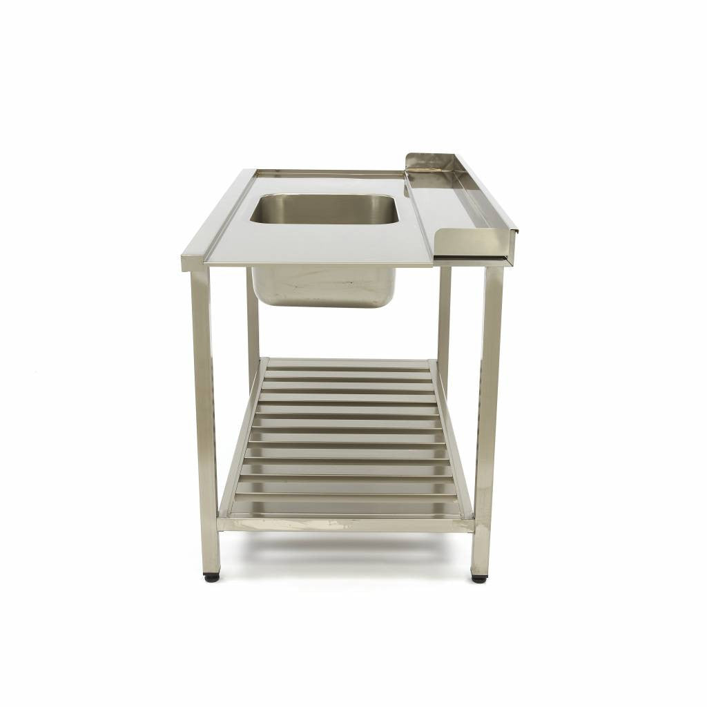 Table pour lave-vaisselle - 160 x 75cm - Gauche - avec évier et dosseret inox Maxima - vue 4 - Table entrée/sortie pro CHR - Cuistéo